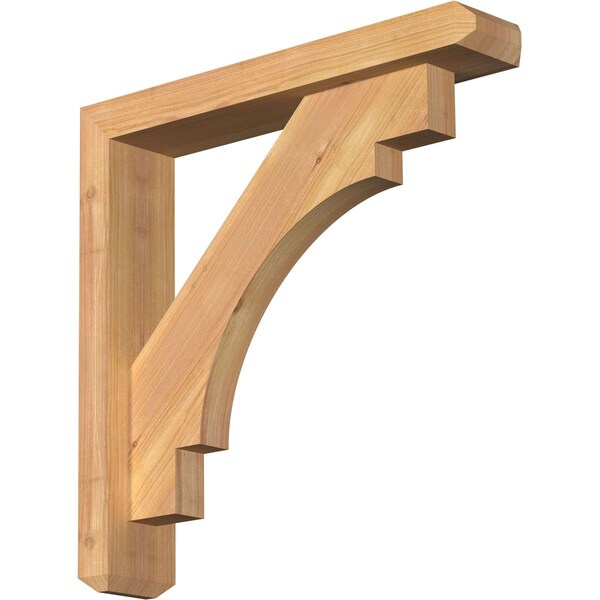 Ekena Millwork Merced Craftsman Smooth Bracket w/ Offset Brace, Western Red Cedar, 3 1/2"W x 18"D x 18"H BKT0402X18X18MRC04SWR - main